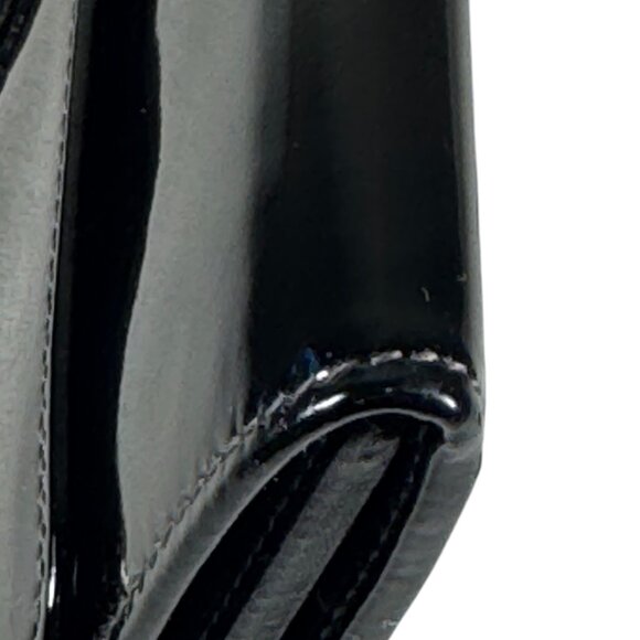 SALVATORE FERRAGAMO BLACK PATENTED LEATERH BLACK SHINNING CONTINENTAL WALLET - Picture 8 of 11